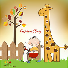 Image showing welcome baby greeting card with giraffe