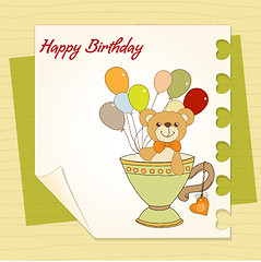 Image showing baby shower card with cute teddy bear