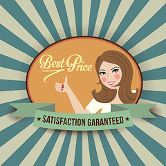 Image showing retro illlustration with a  woman and best price message