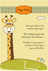 Image showing birthday greeting card with giraffe