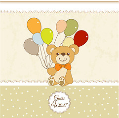 Image showing baby shower card with cute teddy bear