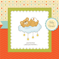 Image showing baby shower card with sleepy teddy bear