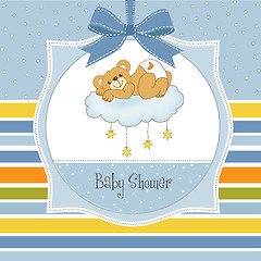 Image showing baby shower card with sleepy teddy bear