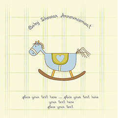 Image showing baby shower card with wood horse