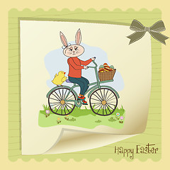 Image showing Easter bunny with a basket of Easter eggs