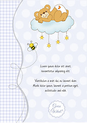 Image showing baby shower card with sleepy teddy bear