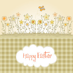 Image showing Easter greeting card with spring flowers