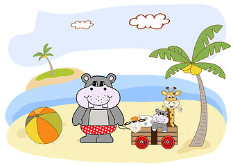 Image showing hippo play on the beach