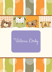 Image showing baby shower card with funny cube animals