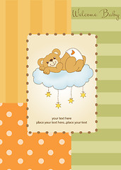 Image showing baby shower card with sleepy teddy bear