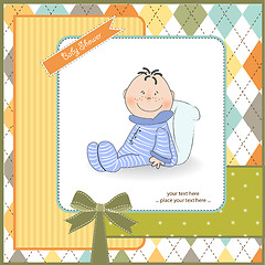 Image showing new baby announcement card with little baby