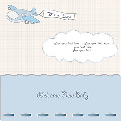 Image showing baby boy announcement card with airplane