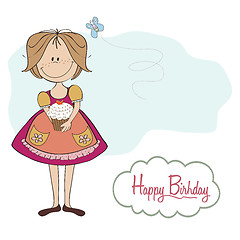 Image showing girl with birthday cake