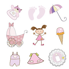 Image showing baby girl items set in vector format isolated on white backgroun