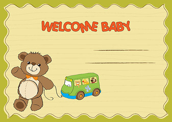 Image showing baby shower card with cute teddy bear