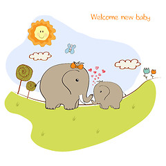 Image showing baby shower card with baby elephant and his mother