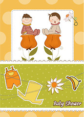 Image showing greeting card with a baby sitting on a flower