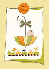 Image showing baby shower card with umbrella