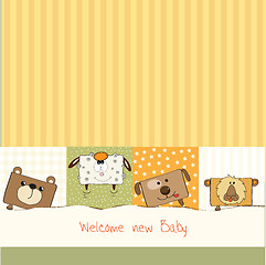 Image showing baby shower card with funny cube animals