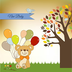 Image showing baby shower card with cute teddy bear