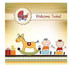 Image showing Twins announcement card