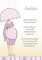 Image showing baby announcement card with beautiful pregnant woman