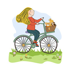 Image showing happy girl on bike