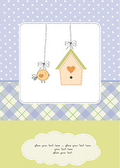 Image showing new baby announcement card with chicken