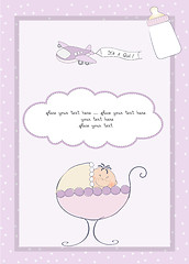 Image showing baby girl announcement card with airplane