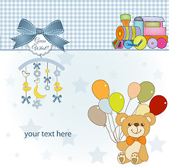 Image showing baby shower card with cute teddy bear