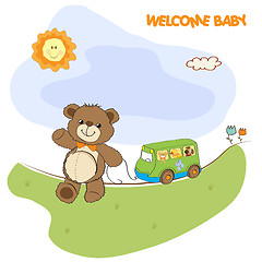 Image showing baby shower card with cute teddy bear