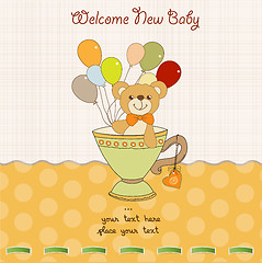 Image showing baby shower card with cute teddy bear