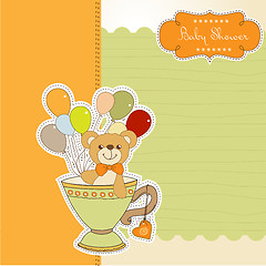 Image showing baby shower card with cute teddy bear