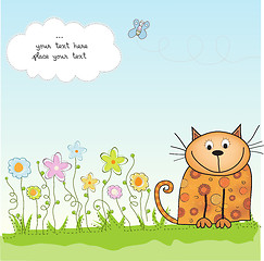 Image showing new baby shower card with cat