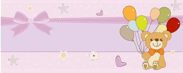 Image showing baby shower card with cute teddy bear