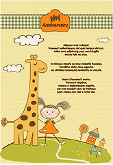 Image showing anniversary card with giraffe and girl