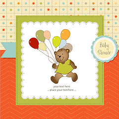 Image showing baby shower card with cute teddy bear