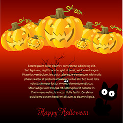 Image showing Halloween Illustration with Pumpkins for invite cards