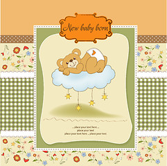 Image showing baby shower card with sleepy teddy bear