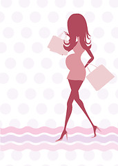 Image showing baby announcement card with beautiful pregnant woman