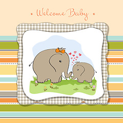 Image showing baby shower card with baby elephant and his mother