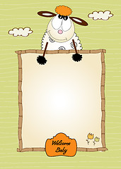 Image showing cute baby shower card with sheep