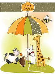 Image showing birthday greeting card with animals