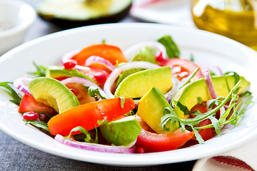 Image showing Avocado with Pomegranate and Rocket salad