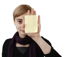 Image showing Woman and post it