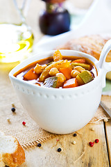 Image showing Vegetables with Chickpea soup