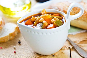 Image showing Vegetables with Chickpea soup