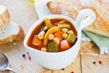 Image showing Vegetables with Chickpea soup