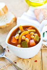 Image showing Vegetables with Chickpea soup