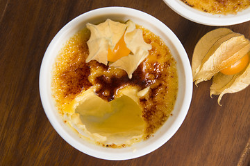 Image showing French dessert - cream brulee, burnt cream 